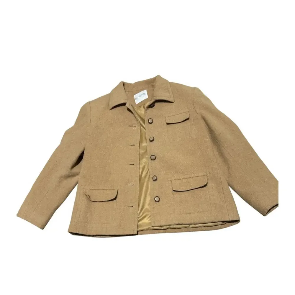 VTG Doncaster Women's Vintage Jacket Size 6 100% camel Hair classy  monochrome - Picture 2 of 6